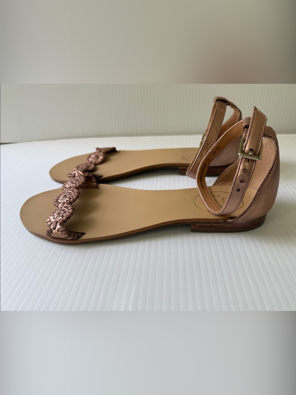 Jack Rogers Rose Gold Embellished Ankle-Strap Sandals - Picture 2 of 8